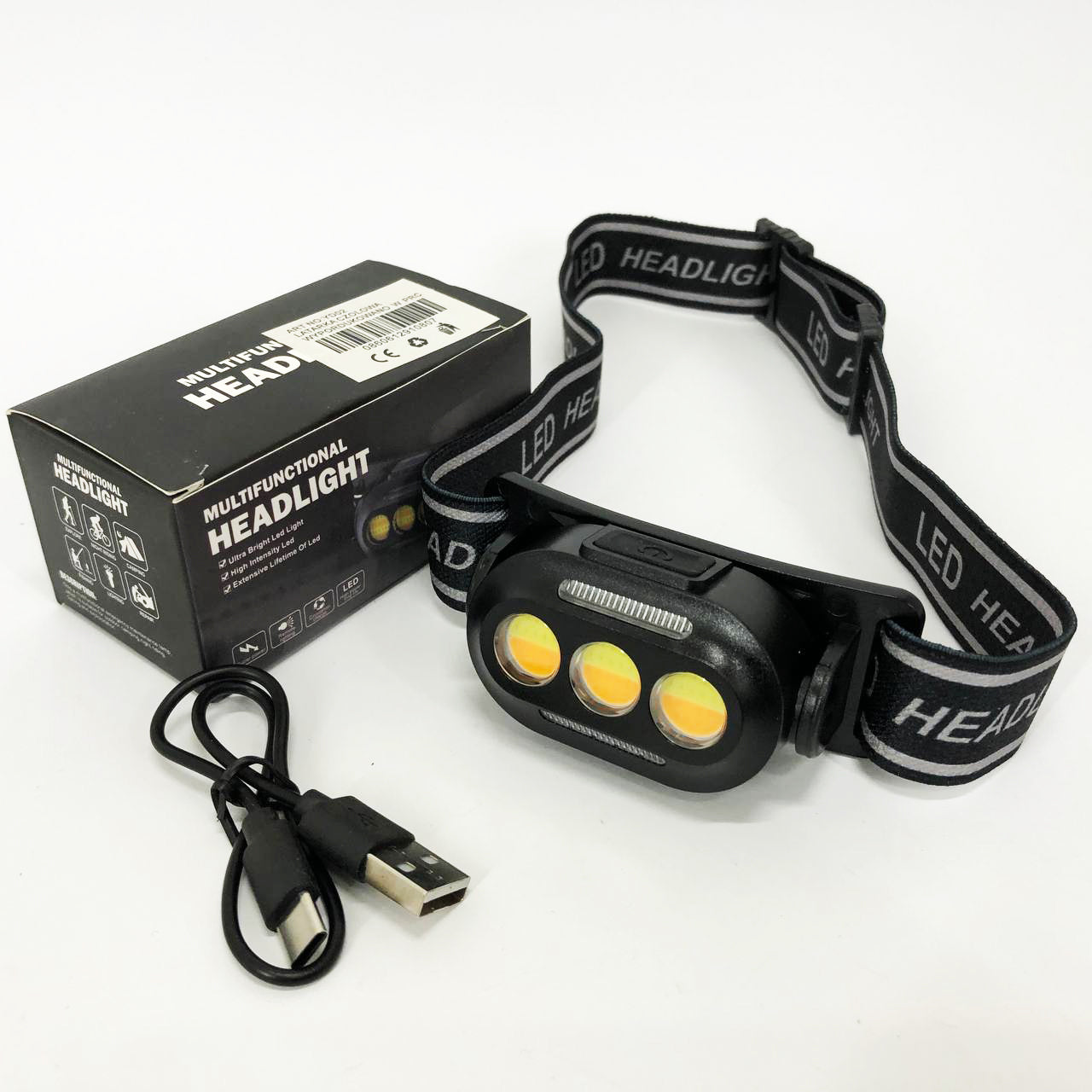 Фонарик налобный YD02-COB (White+red+blue), Налобные фонари для активных людей, фонарь для туризма