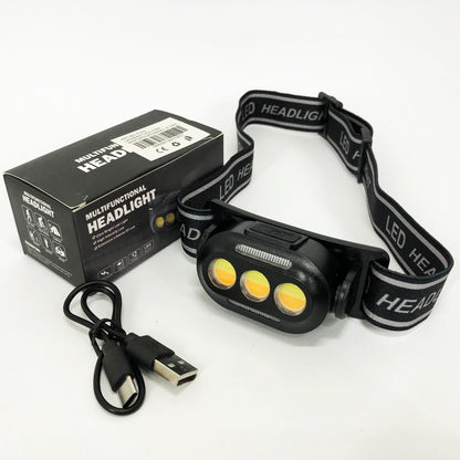 Фонарик налобный YD02-COB (White+red+blue), Налобные фонари для активных людей, фонарь для туризма