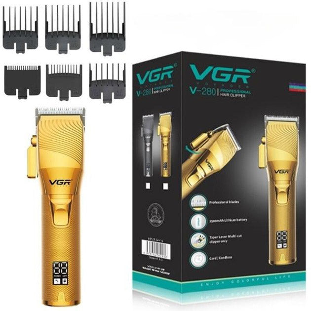 Аккумуляторная машинка для стрижки волос VGR V-280 с дисплеем и насадками, Качественная машинка