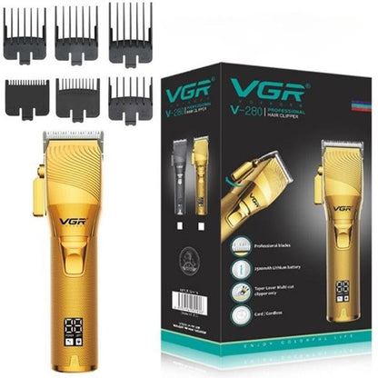 Аккумуляторная машинка для стрижки волос VGR V-280 с дисплеем и насадками, Качественная машинка