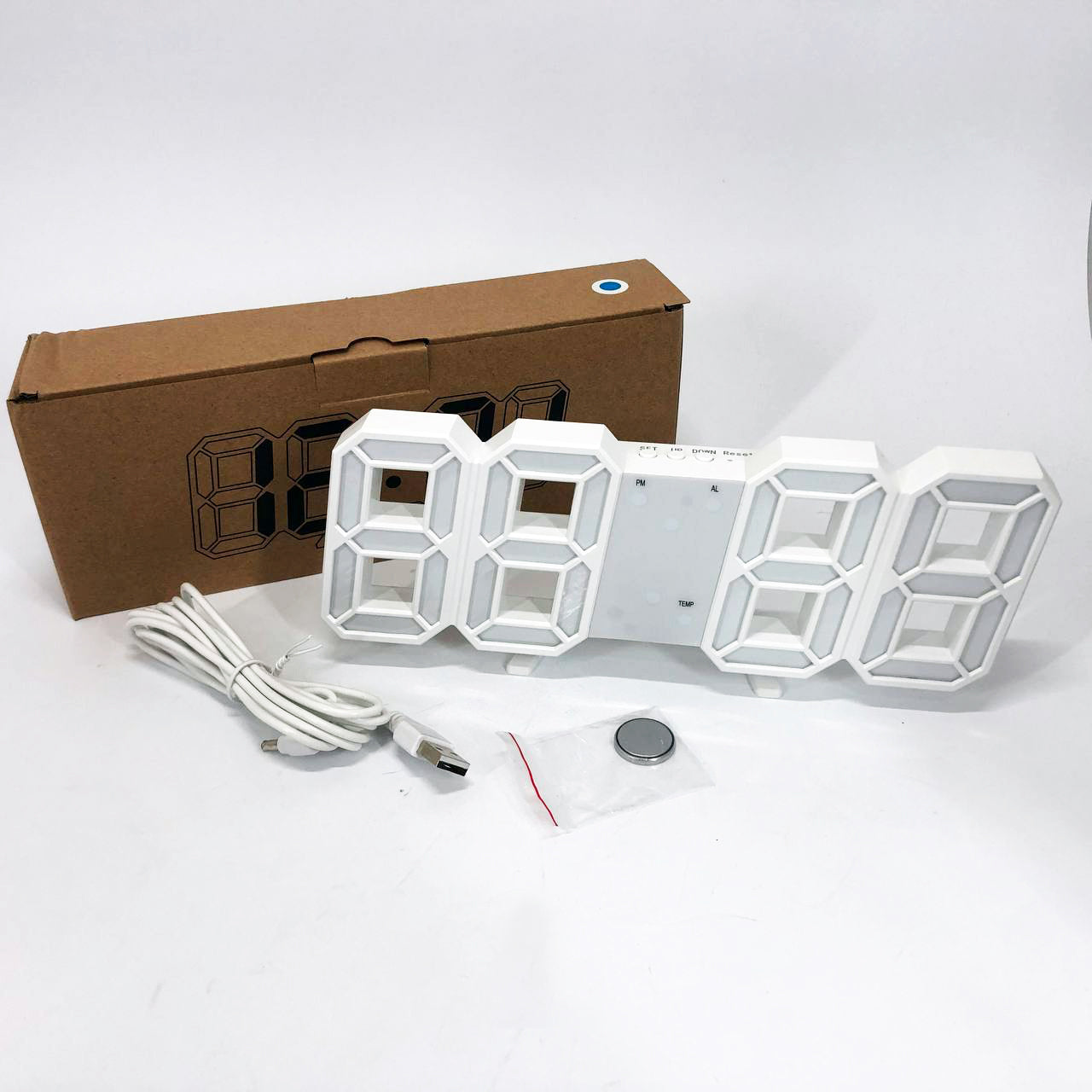 Часы настольные LY-1089 с белой подсветкой LED синие, Часы настольные профессиональные электронные