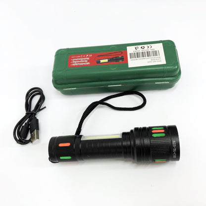 Фонарик 623-TG+COB, Переносной ручной мощный фонарь, Портативный светодиодный фонарь с зарядкой