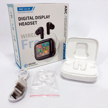 Наушники беспроводные LX-10 TWS Earbuds с LED дисплеем, Блютуз гарнитуры, Вакуумные наушники. Цвет: белый