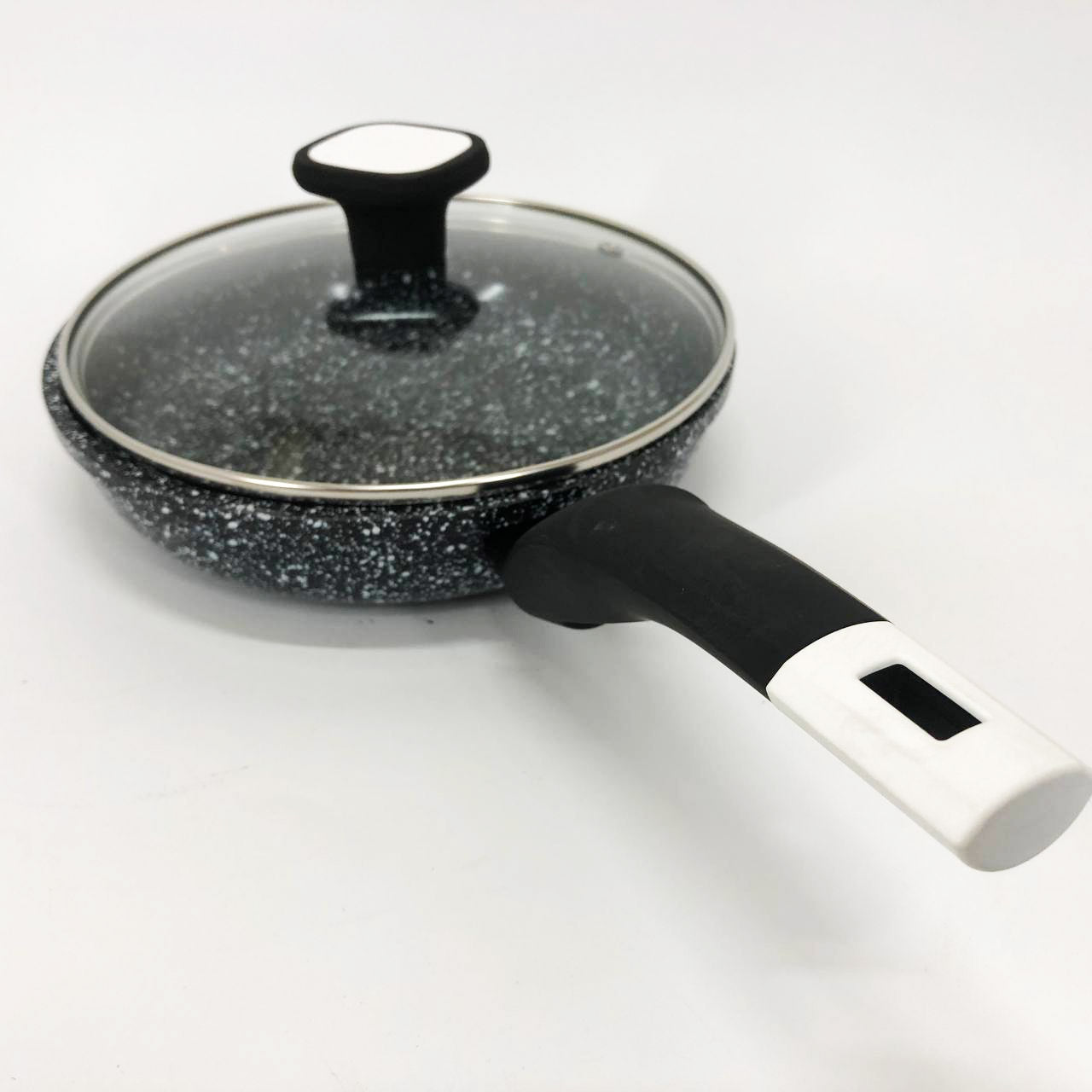 Сковорода с крышкой 20 см светлый гранит UNIQUE UN-5113 | Антипригарная сковорода | Гранитная сковорода