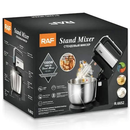 Стационарный миксер ручной RAF R.6652 с металлической чашей 3.5 л 1000 Вт