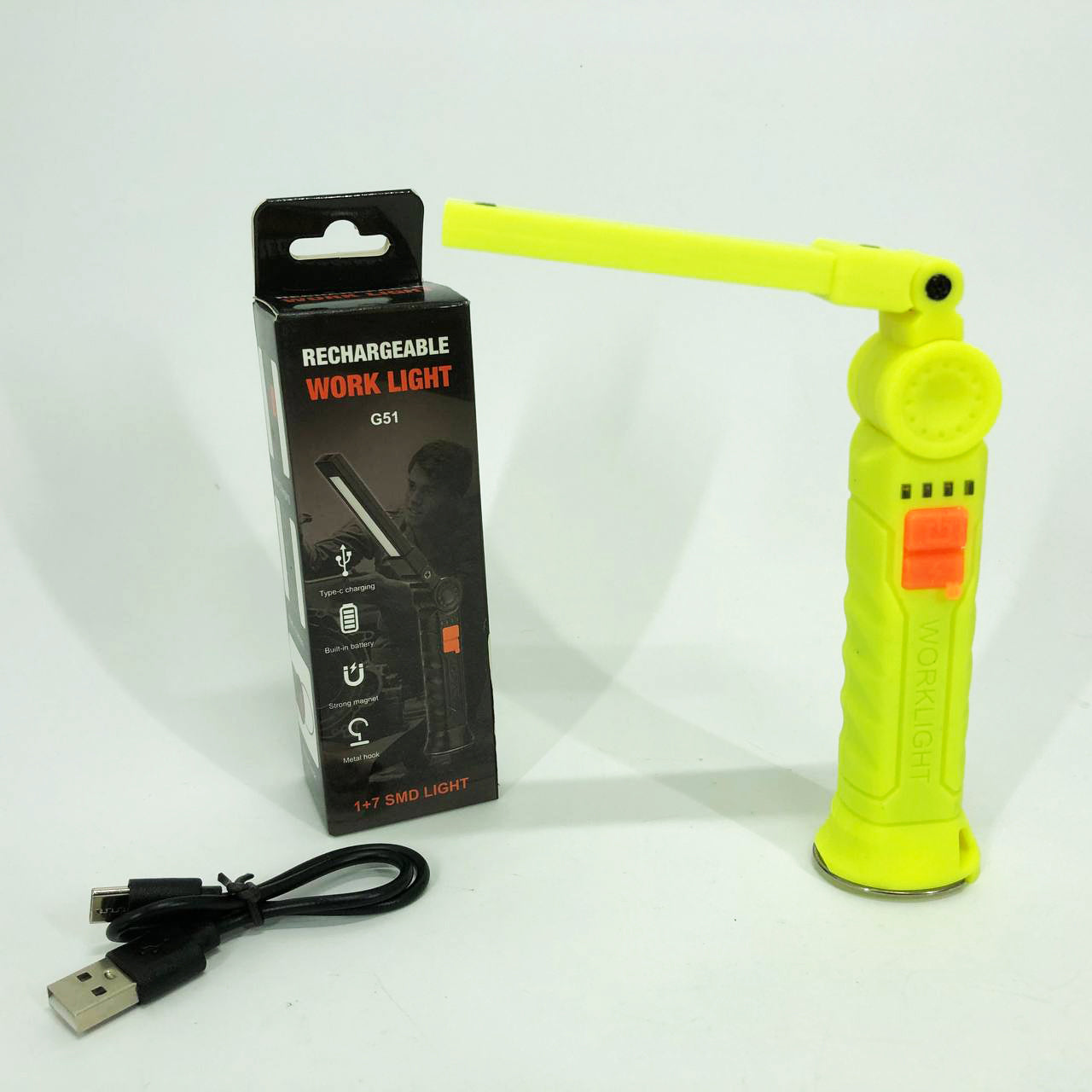 Фонарь поворотный Worklight G51-LED-COB с магнитом и крюком, Кемпинговый складной фонарь