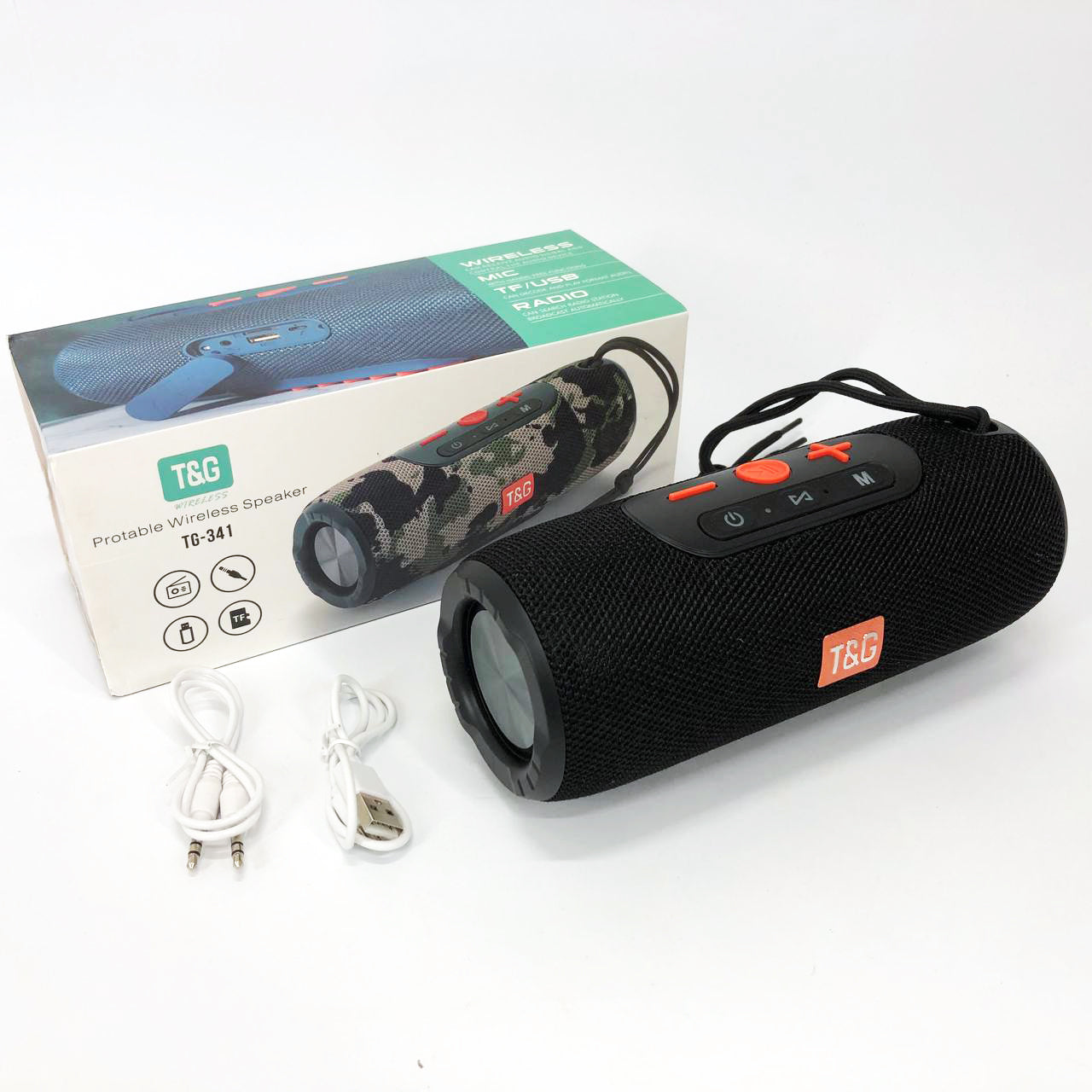 Портативная Bluetooth колонка TG341 со шнурком, аккумуляторная переносная колонка. Цвет: черный