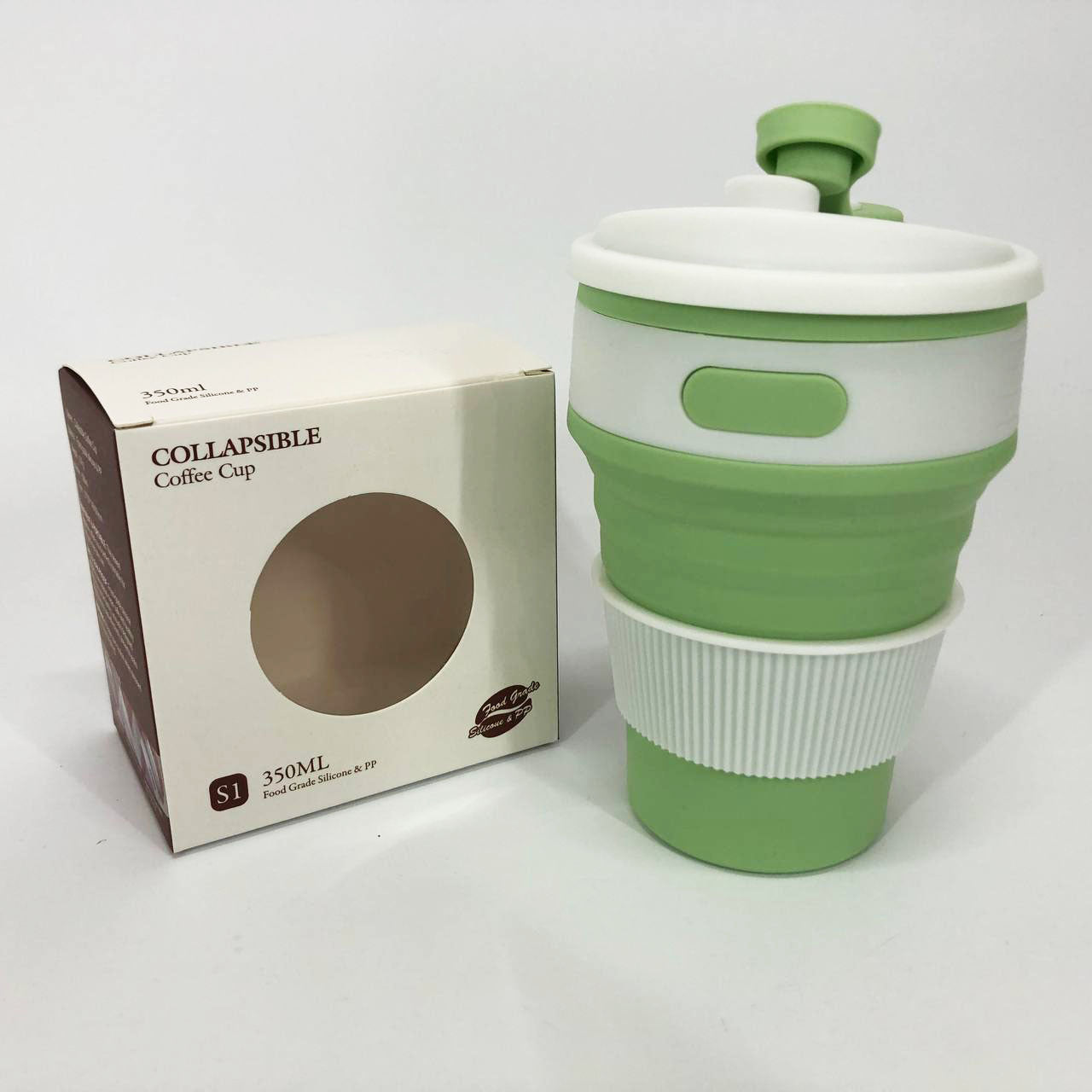 Кружка туристическая (складная/силиконовая), силиконовая складная термокружка. Цвет: зеленый