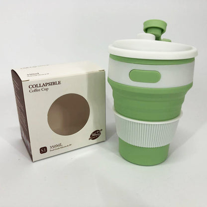 Кружка туристическая (складная/силиконовая), силиконовая складная термокружка. Цвет: зеленый