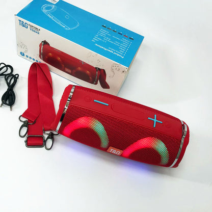 Портативная колонка TG642 с RGB подсветкой и ремешком, портативная блютус колонка. Цвет: красный