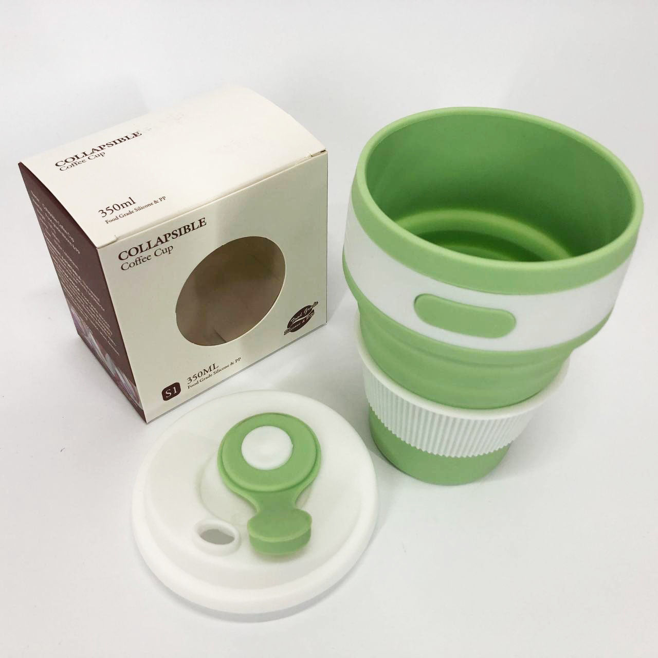 Кружка туристическая (складная/силиконовая), силиконовая складная термокружка. Цвет: зеленый