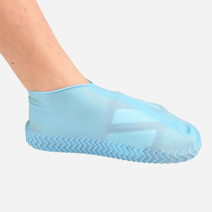 Многоразовые бахилы-чехлы L (41-45 размер) для обуви силиконовые от воды и грязи. Цвет: голубой