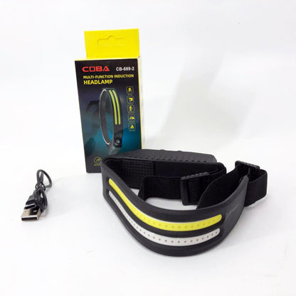 LED Фонарь налобный BL-W689-LM+2COB (white+red) датчик жвижения, Фонарик на голову с зарядкой