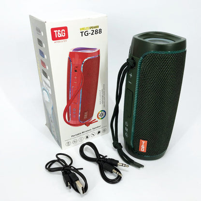 Портативная Bluetooth колонка с LED подсветкой TG288, аккумуляторная колонка для музыки. Цвет: зеленый