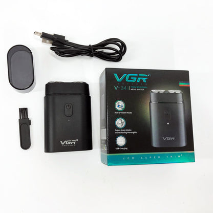 Мужская аккумуляторная мини электробритва VGR V-341 с двумя головками для бритья бороды и усов шейвер