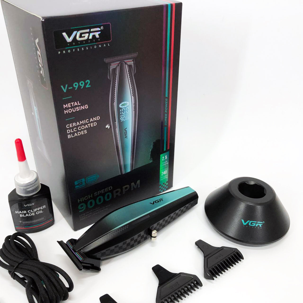 Машинка для стрижки волос с мощным мотором XPRO VGR V-992 с насадками 1-2-3 мм