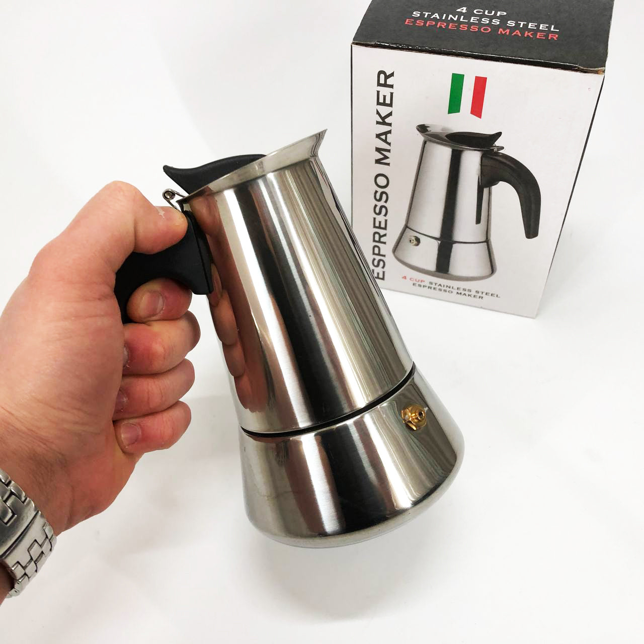 Кофеварка гейзерная из нержавеющей стали UNIQUE UN-1901 180 мл, Гейзер для варки кофе гейзерная кофеварка