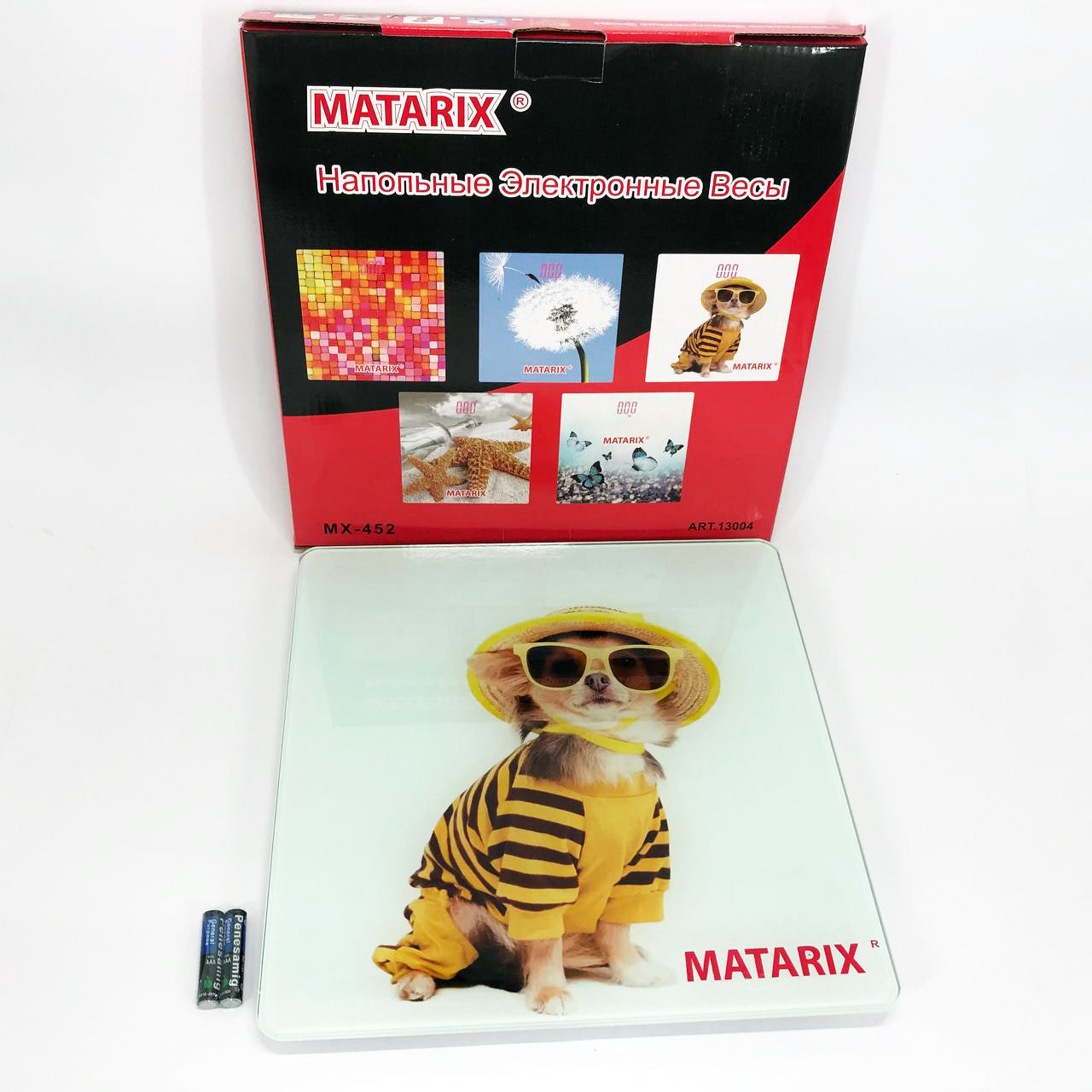 Весы напольные MATARIX MX-452 180 кг, Весы напольные для измерения массы тела, Электронные весы собака