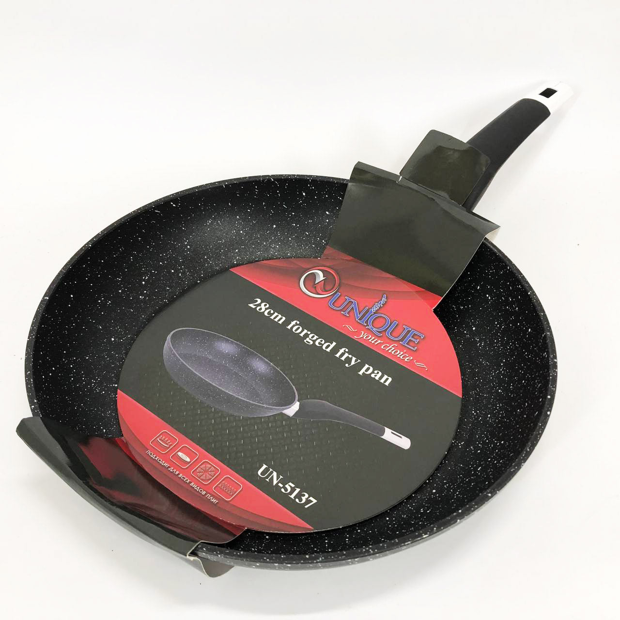 Сковорода UNIQUE UN-5137 28 см гранит темный, Сковорода с антипригарным покрытием для газовой плиты