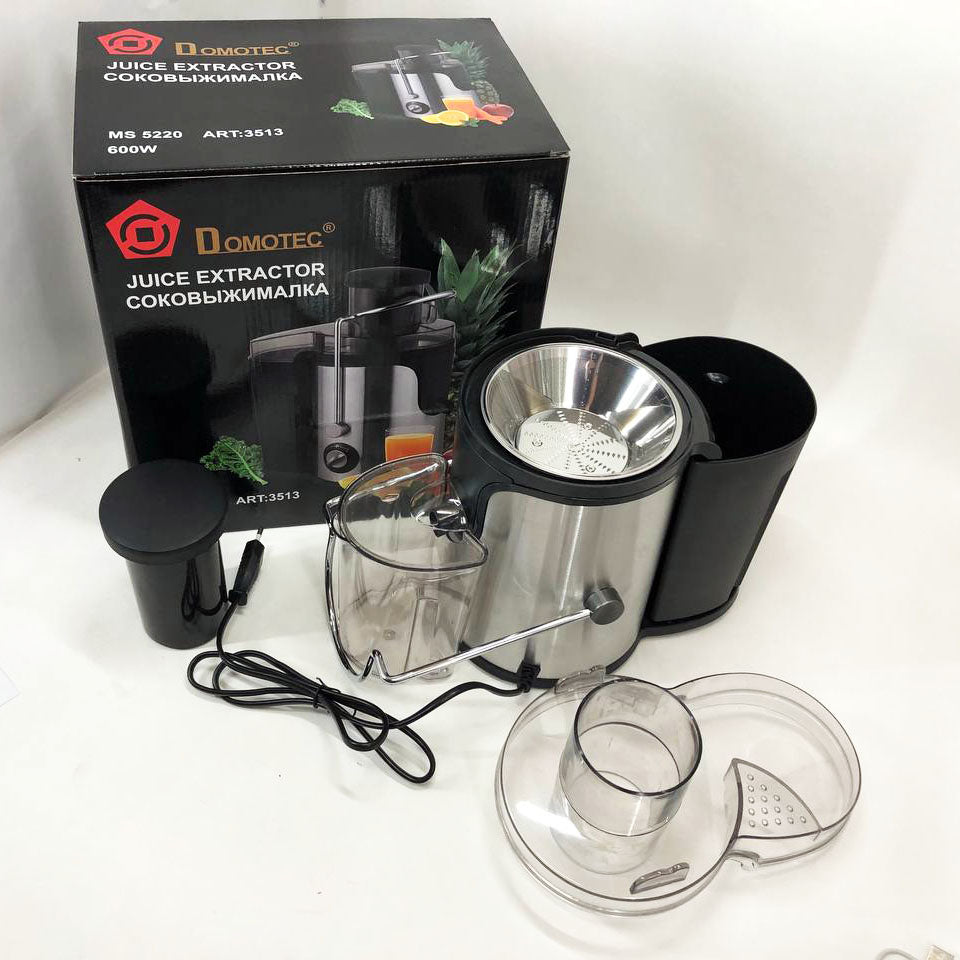 Электрическая соковыжималка Domotec MS-5220/3513 2 скорости отжима 600 W, соковыжималка для моркови