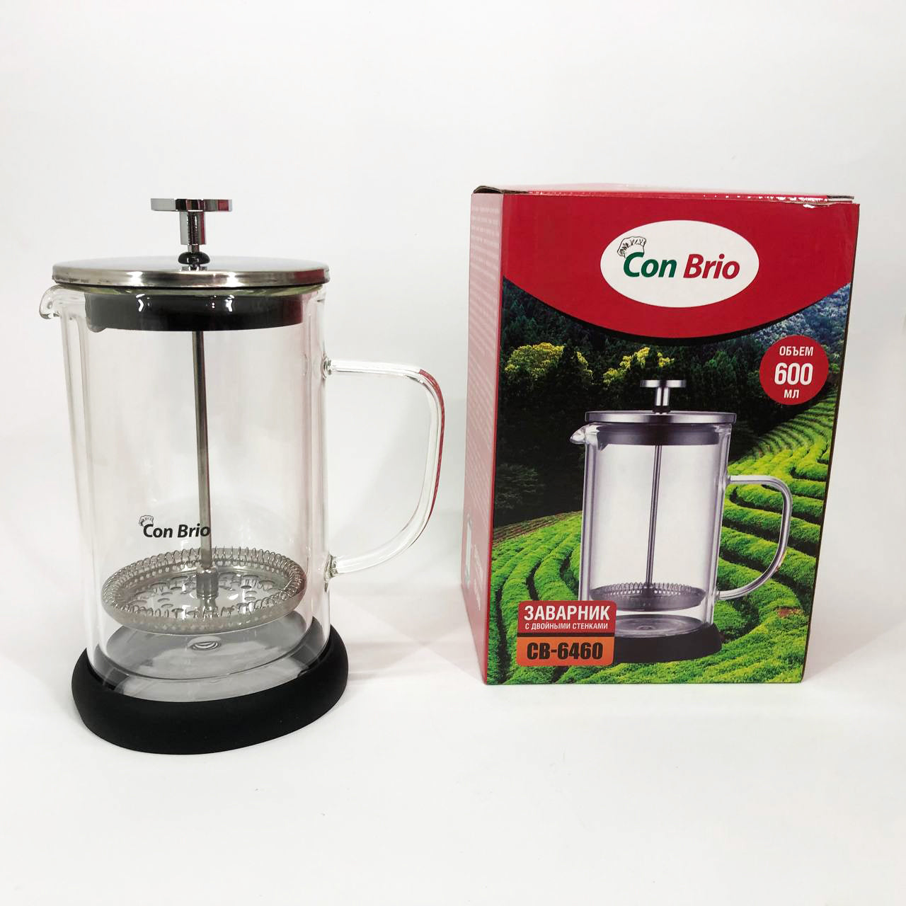 Френч-пресс с двойными стенками Con Brio CB-6460 600 мл, Френч-пресс для крепкого кофе китайский заварник
