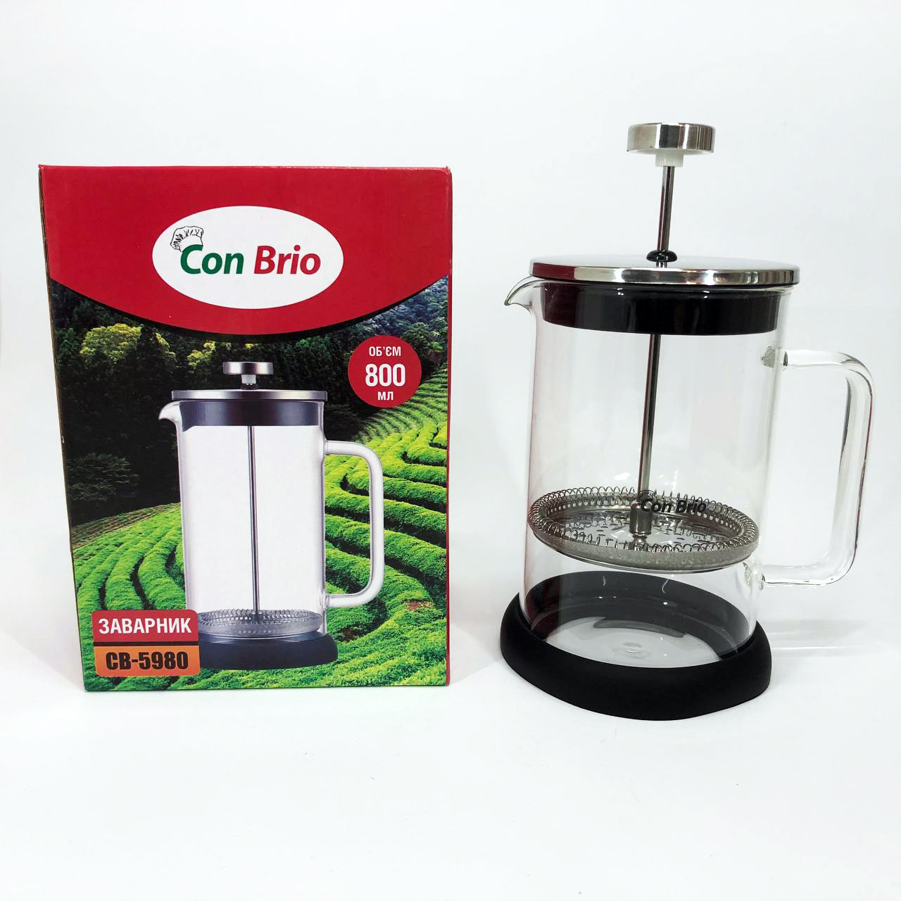 Френч-пресс Con Brio CB-5980 800 мл, Чайник для заваривания трав, Заварник прозрачный