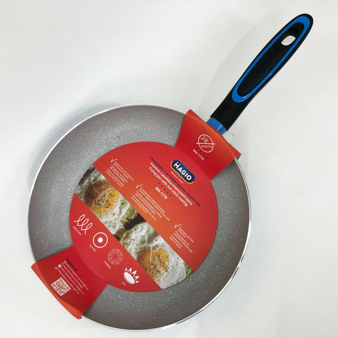 Сковорода Magio MG-1179 с мраморным антипригарным покрытием 28 см, Качественная сковорода для жарки