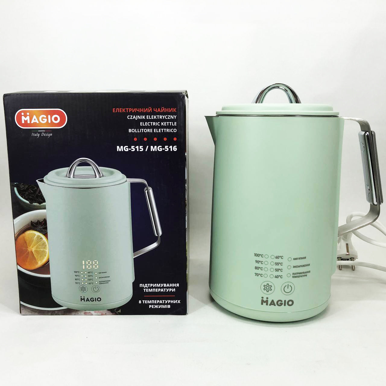 Электрочайник Magio MG-515, 1.5 л, 1500 Вт, с двойными стенками и регулировкой температуры