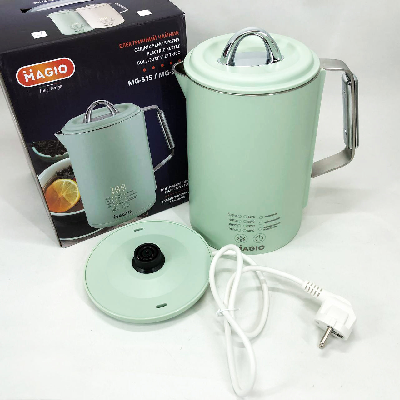 Электрочайник Magio MG-515, 1.5 л, 1500 Вт, с двойными стенками и регулировкой температуры