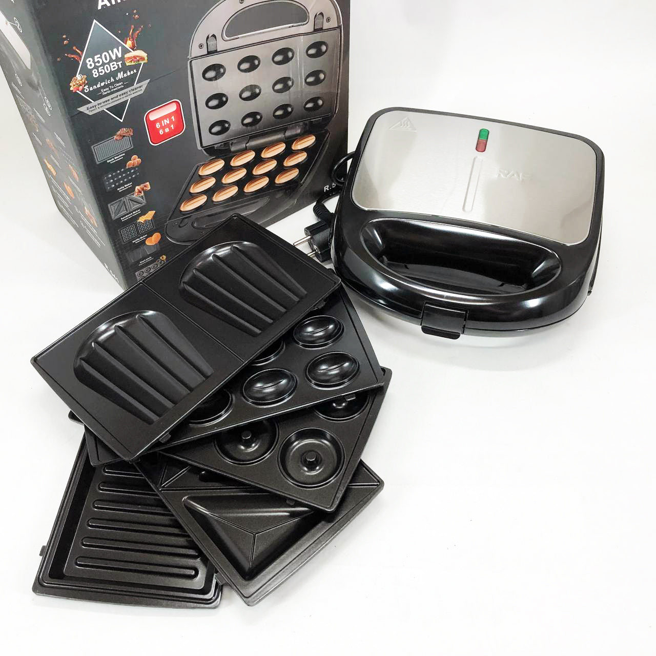 Мультимейкер 6в1 RAF R.541 Гриль прижимной сэндвичница вафельница орешник бутербродница