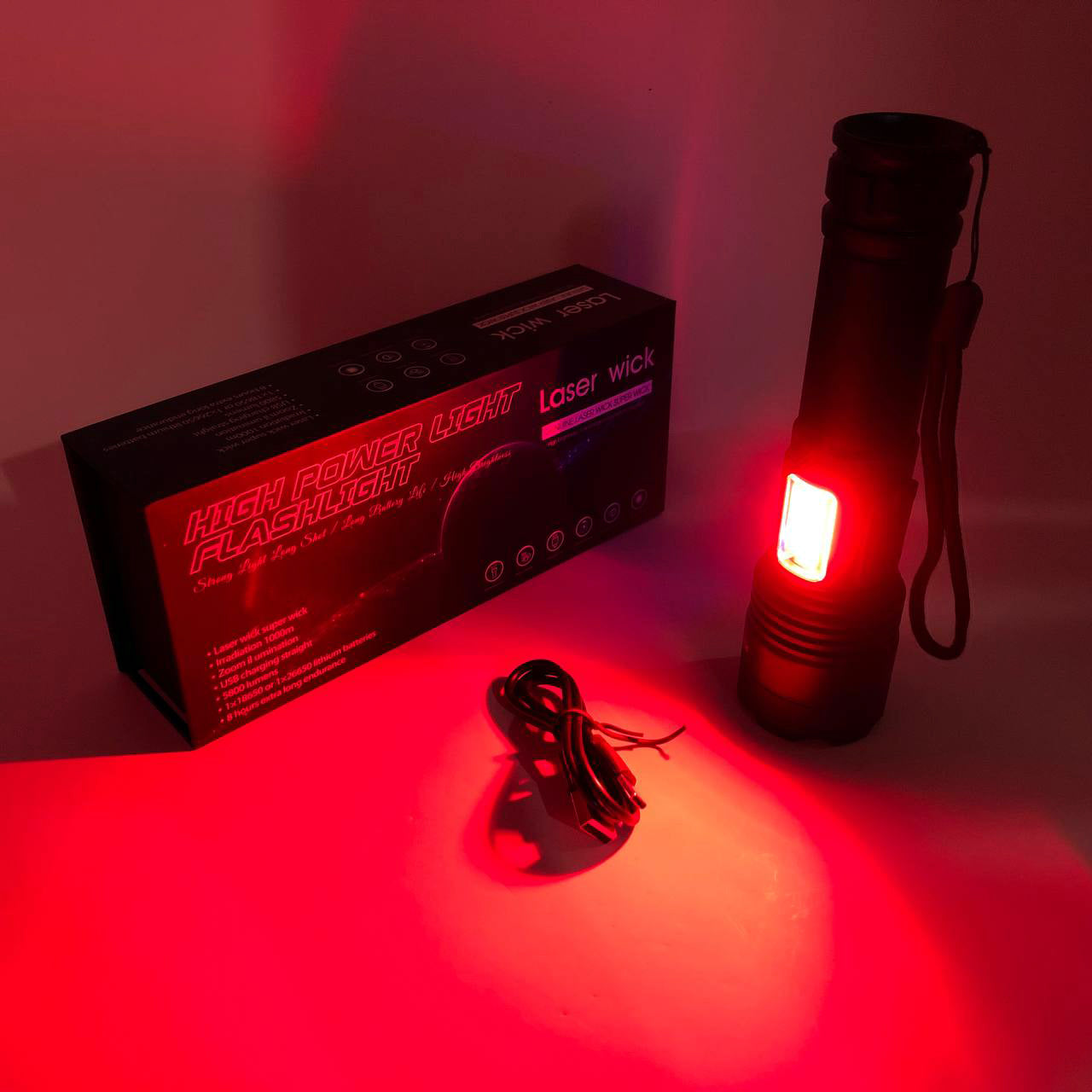 Фонарик PLD-P815 White Laser LED PM10-TG+COB, Фонарик тактический аккумуляторный ручной