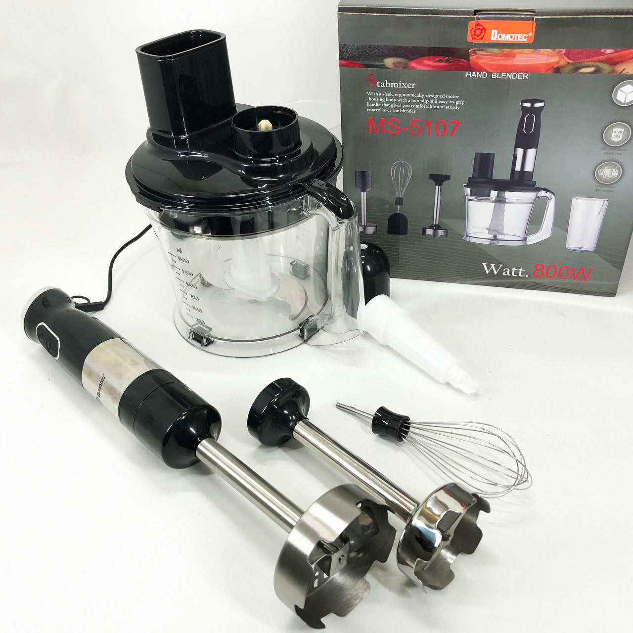 Блендер погружной многофункциональный 6 в 1 Domotec MS-5107 800 Вт, Мощный блендер для дома