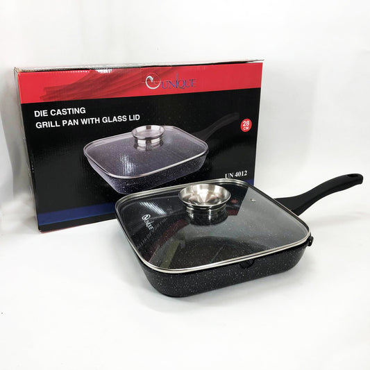 Сковорода гриль UNIQUE UN-4012 стильная 24см, Надежная сковорода с антипригарным покрытием