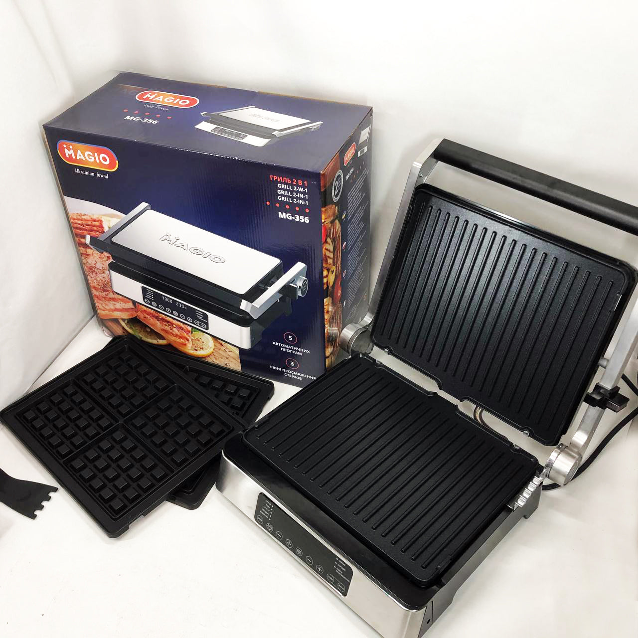 Гриль-барбекю электрический Magio MG-356, Настольный гриль для гамбургеров Прижимная электробутербродница