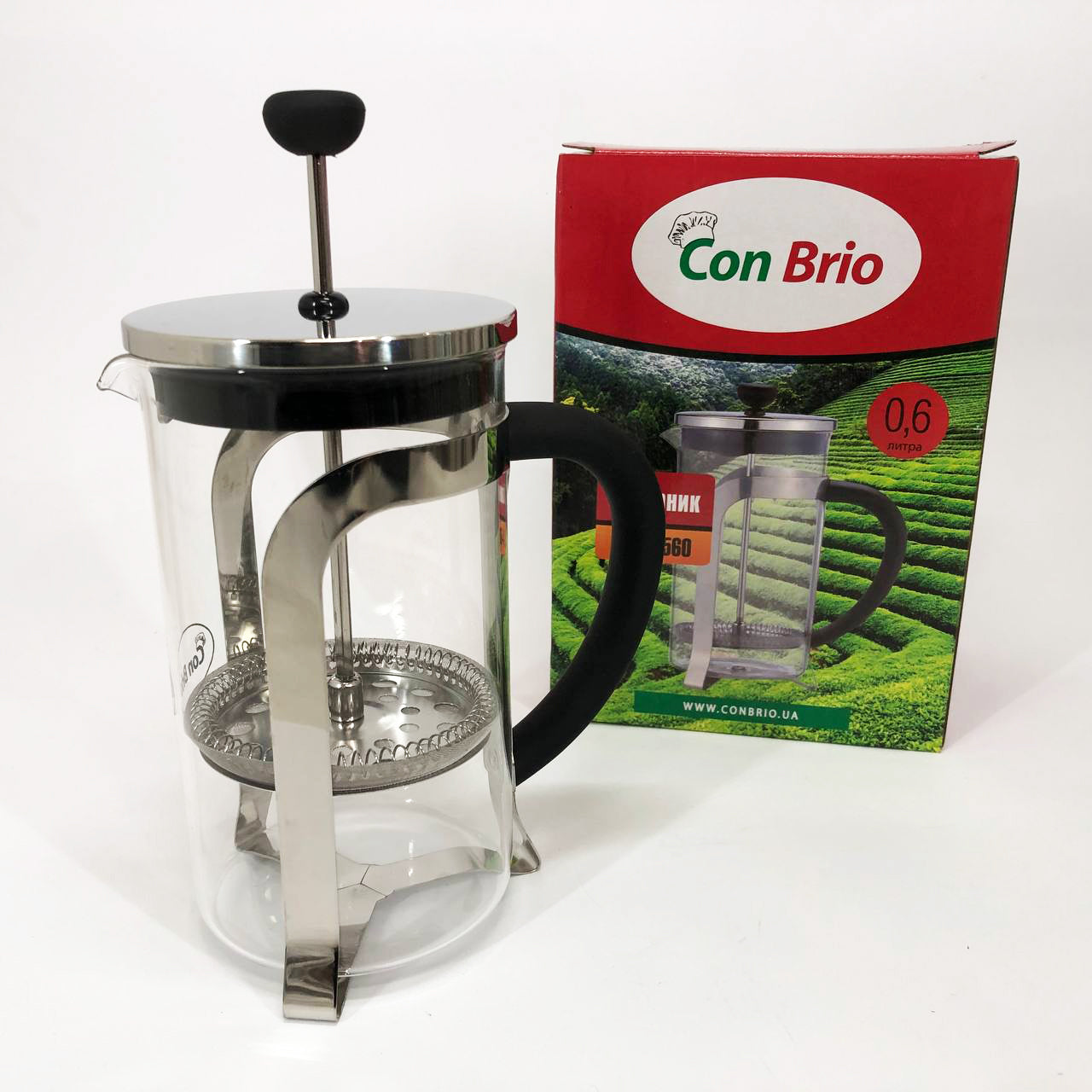 Френч-пресс Заварник для чая и кофе Con Brio CB-5560 600 мл, Чайник самовар стеклянный для заварки