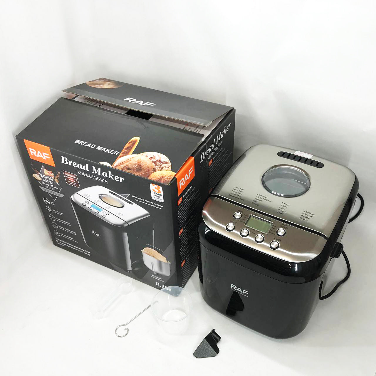 Хлебопечка RAF R.208, 600 Вт, до 1000 г, с функцией безглютеновой выпечки