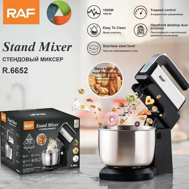Стационарный миксер ручной RAF R.6652 с металлической чашей 3.5 л 1000 Вт