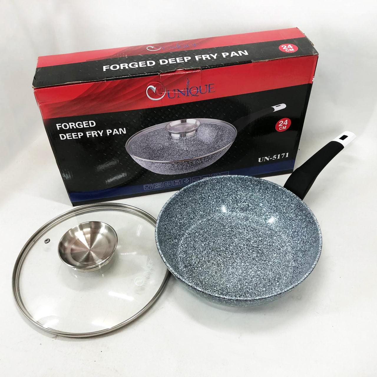 Сковорода UNIQUE UN-5104 24 см, без крышки, многослойным антипригарным гранитным покрытием