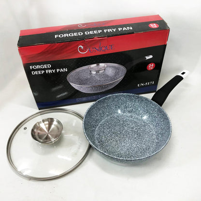 Сковорода глубокая с крышкой Unique UN-5171 24 см, Сковорода для приготовления на плите, удобная на кухню