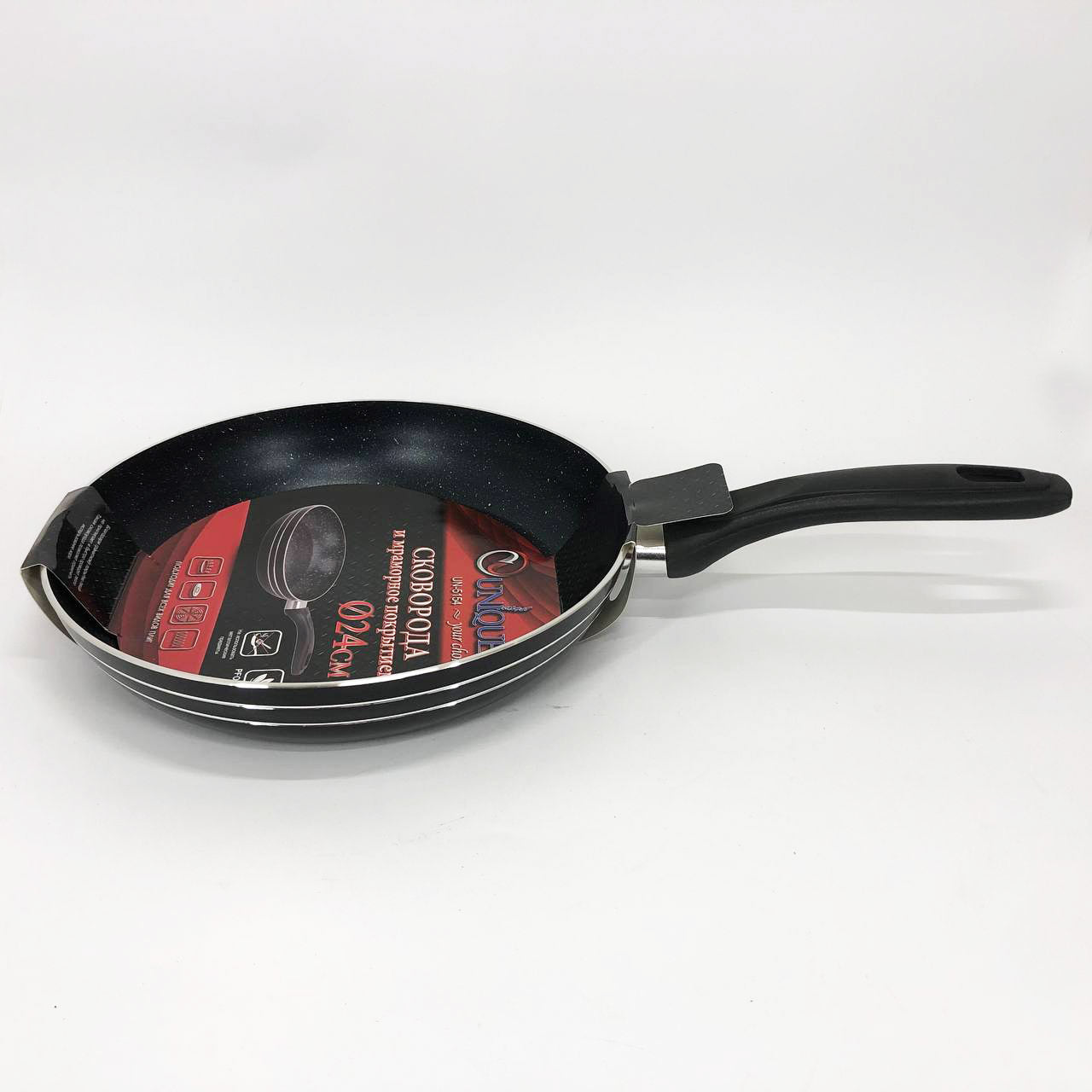 Сковорода UNIQUE UN-5154 24 см. без крышки, Сковорода с антипригарным покрытием и бакелитовой ручкой