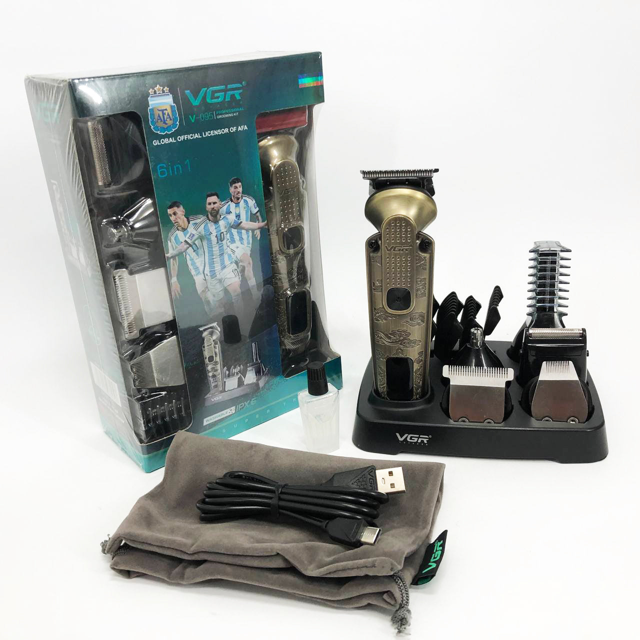 Набор для стрижки VGR 6 в 1 V-095, 16 насадок,  Многофункциональная аккумуляторная машинка для стрижки