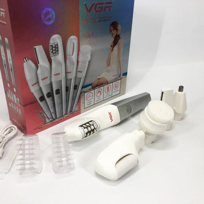 Эпилятор VGR 5 в 1 V-752, 5 насадок. Цвет: красный
