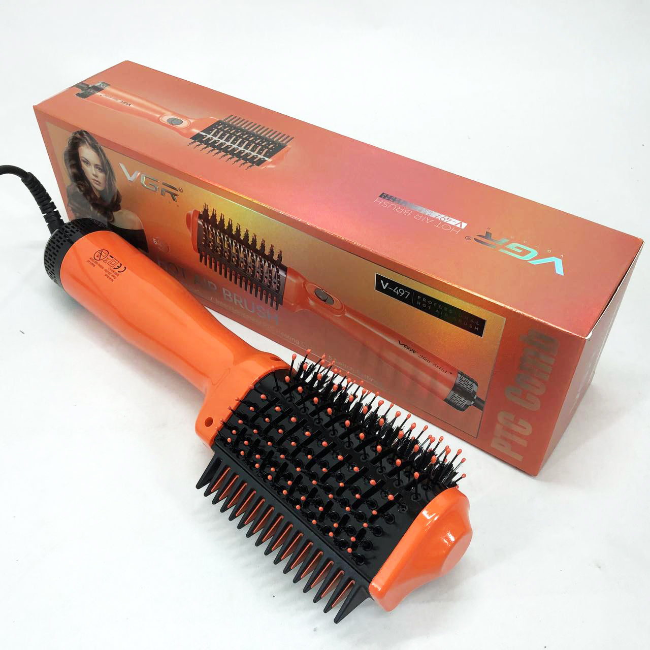 Фен стайлер для укладки и завивки волос VGR V-497. Цвет: оранжевый