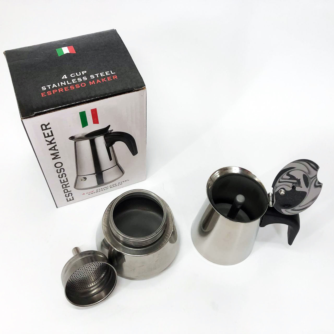 Кофеварка гейзерная из нержавеющей стали UNIQUE UN-1901 180 мл, Гейзер для варки кофе гейзерная кофеварка