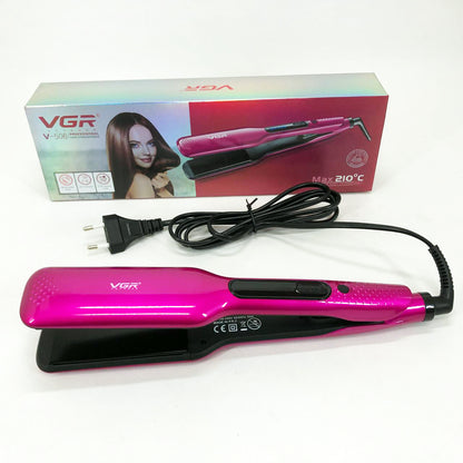 Широкий утюжок для выпрямления волос VGR V-506 мощностью 55 Вт с LED дисплеем 130-210 градусов розовый