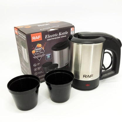 Электрочайник от 220В компактный RAF R-7887 с двумя чашками в комплекте 1000 Вт