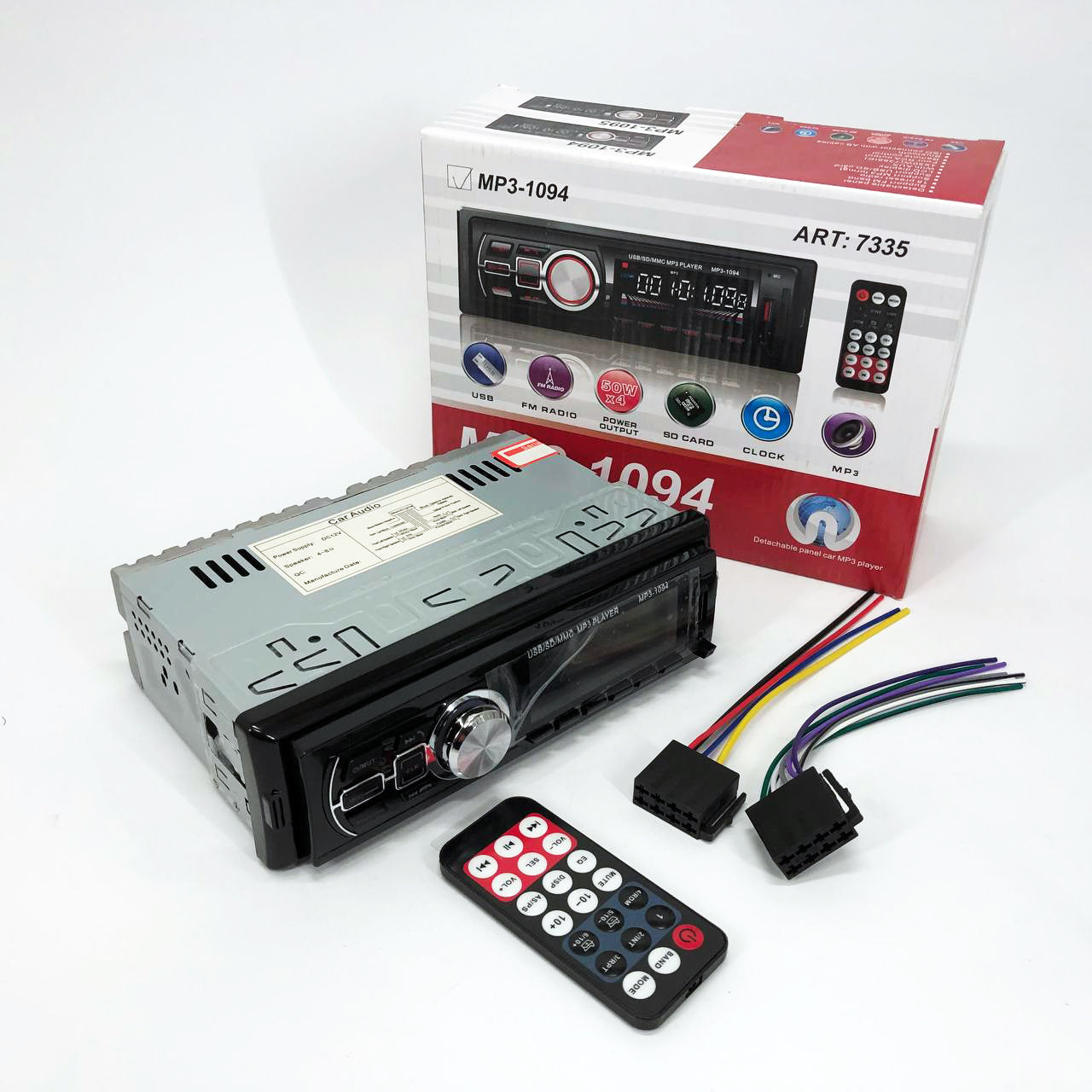 Автомагнитола со съемной панелью MP3 1094 с Bluetooth и пультом / Магнитола в машину автомобильная