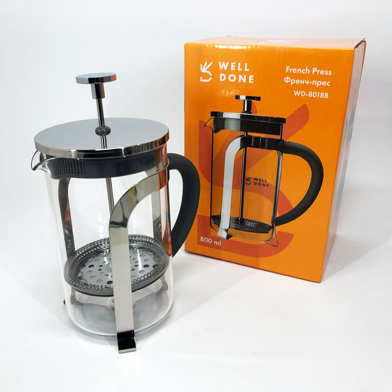 Френч-пресс Well Done WD-8018B с ручкой soft-touch 800 мл, Китайский заварник чайник для заваривания трав