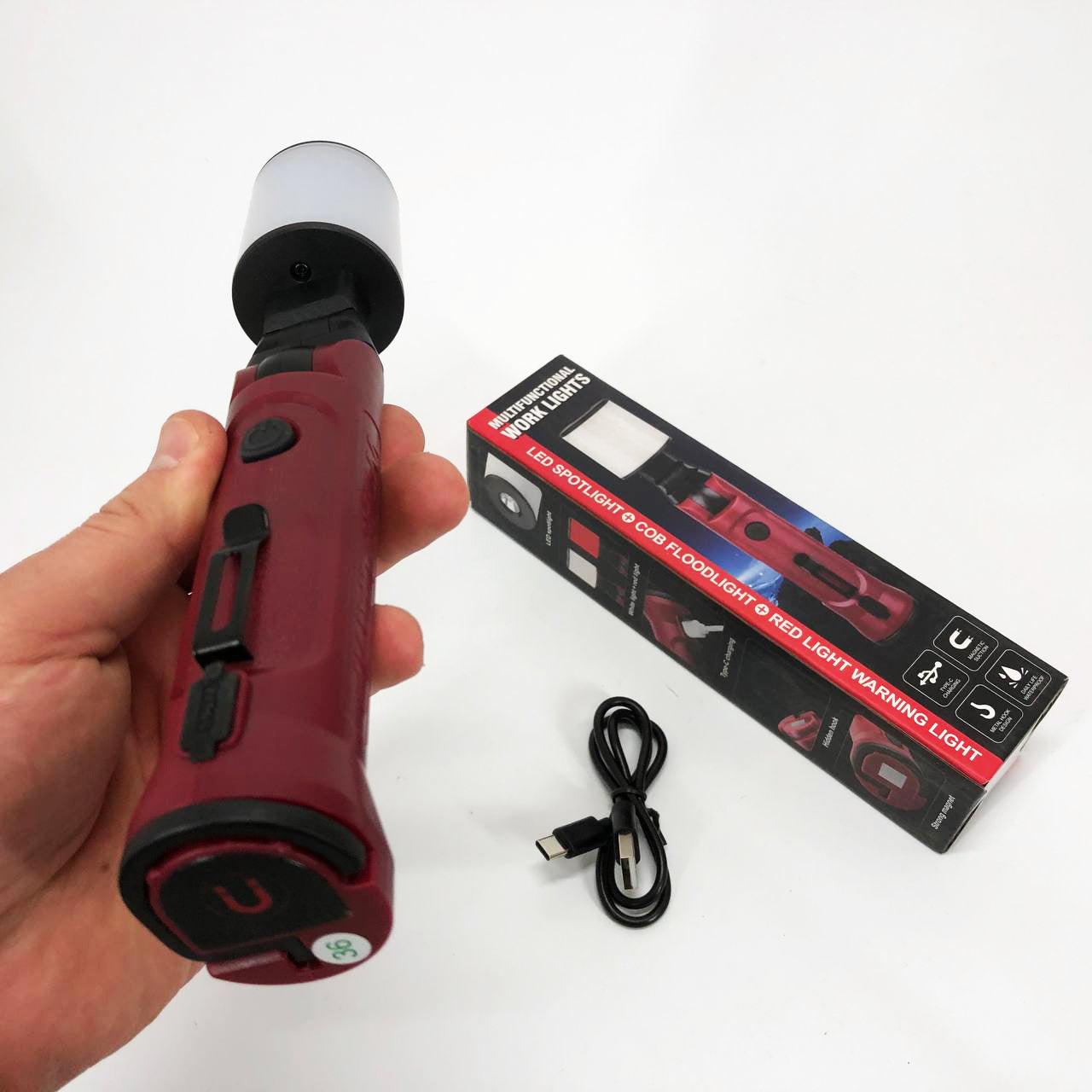 Фонарь аккумуляторный WORKLIGHT-072-XPE 10W 350Lm с крюком и магнитом, Многофункциональный led фонарь