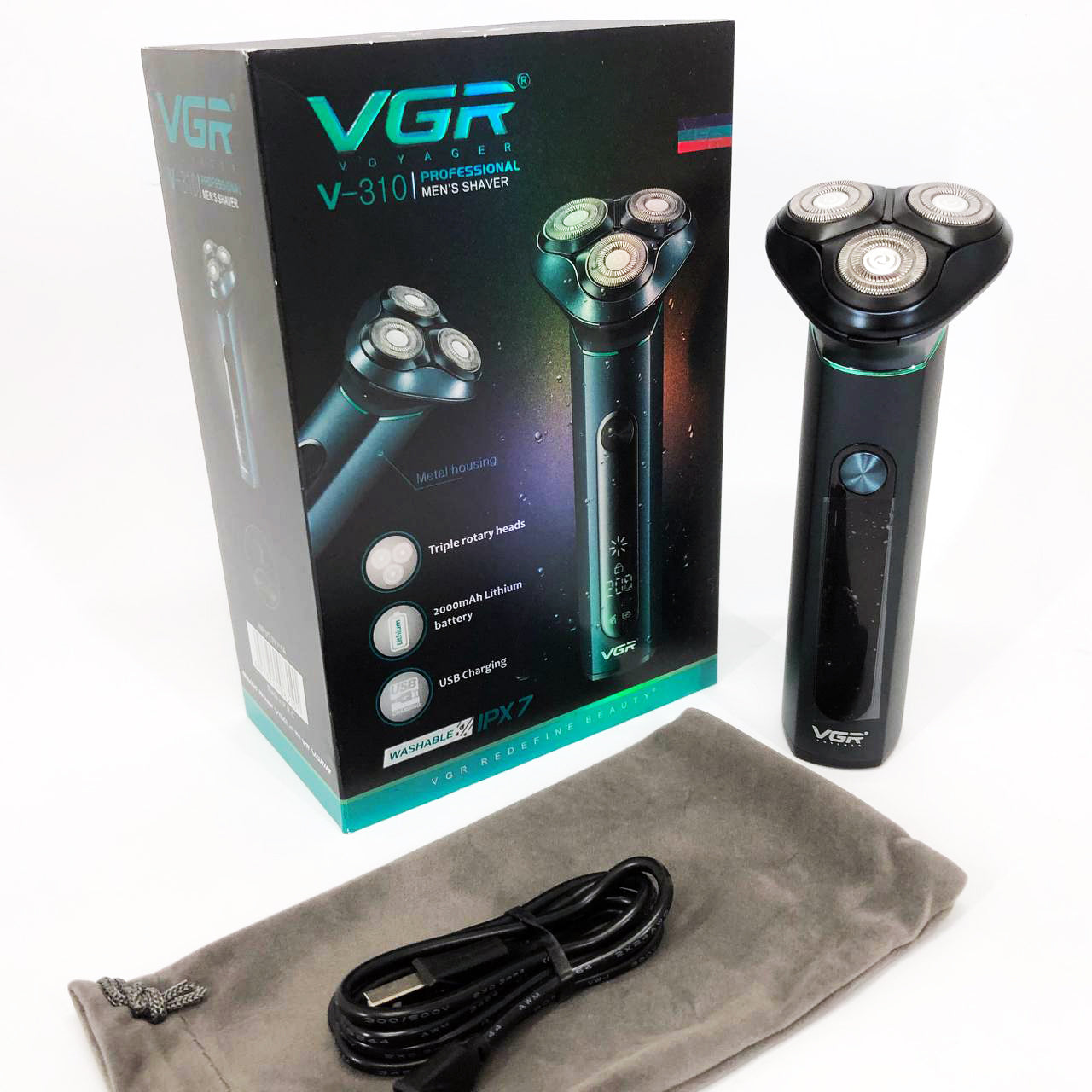 Электробритва портативная бритва VGR V-310 шейвер для бритья бороды и усов с аккумулятором
